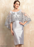 Mother Sequins Dress Scoop Sheath/Column Taffeta Ana Mother of the Bride Dresses the Lace of With Neck Knee-Length Beading Bride