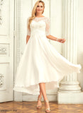 A-Line With Asymmetrical Lace Wedding Dresses Beading Chiffon Tanya Sequins Wedding Dress Scoop