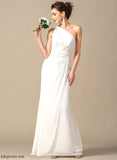 Silhouette Neckline Fabric Sheath/Column Floor-Length One-Shoulder Length Embellishment Ruffle Mignon Bridesmaid Dresses