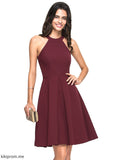 Crepe Cocktail Cocktail Dresses Knee-Length Scoop Dress Neck Ruffle Stretch With Keira A-Line