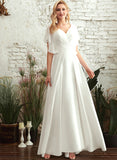 With Lace Floor-Length Nancy Wedding Dress Split V-neck Wedding Dresses Front Chiffon A-Line