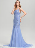 Prom Dresses Sweep Train Lace Luciana Trumpet/Mermaid Tulle Square Sequins With