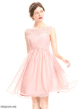 Chiffon A-Line Jaylin With Beading Knee-Length Scoop Prom Dresses Ruffle Tulle