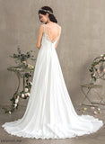 Wedding Dresses Essence With Chiffon Wedding Beading Dress A-Line Sequins Front Train Split V-neck Sweep