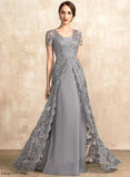 Sweep A-Line Dress Lace the Mother of the Bride Dresses Chiffon Train Mother Luz Square Neckline Bride of