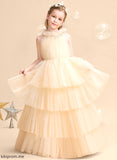 - Sleeveless Sydney Neck Flower Tulle Girl High Flower Girl Dresses Ball-Gown/Princess Floor-length Dress