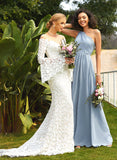 Lace Trumpet/Mermaid Court Train Dress Illusion Wedding Wedding Dresses Shaniya