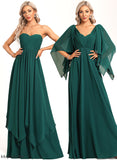 A-Line Floor-Length Ruffle Length Embellishment Fabric Neckline V-neck Silhouette Sweetheart Dana Bridesmaid Dresses
