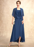 of Mother Blanche Bride Chiffon the Lace Mother of the Bride Dresses Neckline A-Line Asymmetrical Dress Square