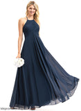 Silhouette Scoop Length Neckline Embellishment A-Line Floor-Length Pleated Fabric Amani Bridesmaid Dresses