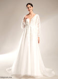 Wedding Dresses Train With Marlene Sequins Wedding Chapel Dress V-neck Ball-Gown/Princess