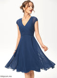 Dress Chiffon Cocktail Dresses A-Line Cocktail V-neck Knee-Length Maren With Ruffle