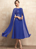 Dress Hazel Neck With Sequins Tea-Length of Mother Chiffon Bride Scoop Lace A-Line the Mother of the Bride Dresses