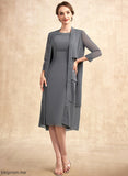 Lace Scoop With Mother Neck the Sheath/Column Bride Chiffon Dress Mother of the Bride Dresses Knee-Length of Mckinley