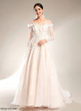 Wedding Lace Court Sequins Wedding Dresses Amira Train Ball-Gown/Princess Off-the-Shoulder With Tulle Dress