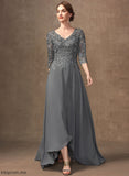Dress Bride With Sequins Mother A-Line Mother of the Bride Dresses Chiffon the Asymmetrical V-neck Lace Katie of