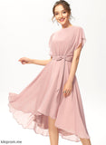 Cocktail Dress Scoop With Chiffon Bow(s) A-Line Ruffle Carleigh Cocktail Dresses Asymmetrical Neck