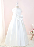 Bow(s) Hedwig Flower Girl Dresses Dress Girl - Floor-length Ball-Gown/Princess Sleeveless Flower Satin/Lace With Neck Scoop
