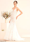 Trumpet/Mermaid Wedding Dresses Lace Train Dress Lace V-neck Court Wedding Jessie Tulle With