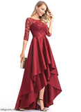 A-Line Prom Dresses Isla Scoop Lace Sequins Satin With Illusion Asymmetrical
