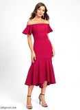 Stretch Ruffle Cocktail Dresses Dress Cocktail Asymmetrical With Crepe Erica Trumpet/Mermaid Off-the-Shoulder