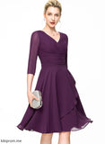 Chiffon Cocktail Dresses Ruffle Sequins Lace V-neck Knee-Length Dress With A-Line Cocktail Elyse