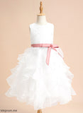- Sleeveless Dress With Neck Summer Ball-Gown/Princess Flower Tea-length Flower Girl Dresses Scoop Organza Girl Lace/Sash