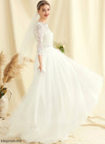 Wedding Dresses Terri Train Scoop Tulle Wedding Neck Lace A-Line Dress Sweep