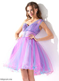 Short/Mini Ruffle Homecoming Dresses One-Shoulder Sequins A-Line Beading Homecoming With Mckenzie Tulle Dress