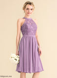 With Chiffon Neck Scoop Knee-Length Lace Homecoming Lace A-Line Dress Homecoming Dresses Ivy