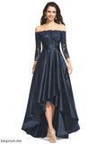 Ruffles Satin Ina Prom Dresses Cascading Sequins Lace A-Line Off-the-Shoulder With Asymmetrical