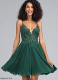 Chiffon With Madge Short/Mini A-Line Sequins Beading V-neck Prom Dresses