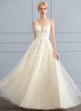 With Beading Floor-Length Thirza Tulle Sequins A-Line Wedding Dresses Dress V-neck Wedding