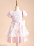 Sleeves Dress Neveah A-Line Scoop Flower With Girl Flower Girl Dresses Neck Knee-length - Lace/Sequins/Bow(s) Short Satin/Tulle