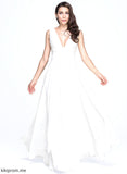 With Deja A-Line Dress V-neck Wedding Chiffon Ruffle Wedding Dresses Floor-Length