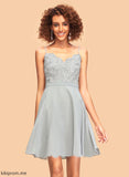 Homecoming Beading Lace A-Line Short/Mini V-neck With Chiffon Homecoming Dresses Dress Gwendoline