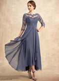 Lace Ruffle A-Line Neck Mother of the Bride Dresses the Asymmetrical Chiffon Henrietta Bride of Dress With Scoop Mother
