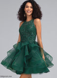 Alma Sequins Prom Dresses Tulle Ball-Gown/Princess Short/Mini With Scoop Neck