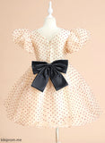 Scoop Flower Sleeves Knee-length Bow(s) Short Neck - Flower Girl Dresses Ball-Gown/Princess Dress With Katie Girl Tulle