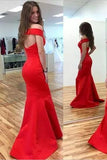 2024 Mermaid Red Elegant Sweetheart Off Shoulder Satin Corset Open Back Prom Dresses