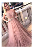Chic Halter Formal Prom Dress Tulle Appliques A Line Evening STFPYARAC2F