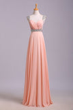 Best Selling Prom Dresses A-Line V-Neck Floor-Length Chiffon PM6ABJ7J