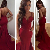 Red stylish lace mermaid long prom dresses 2024 graduation dresses cheap prom dresses