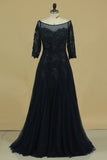 2024 Mother Of The Bride Dresses Bateau Half Sleeves Mermaid Tulle With Applique & P73D3FHG