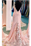 Mermaid V Neck Spaghetti Straps Long Prom Dresses Appliques Party Dress Chiffon And STFPFT7D7JQ