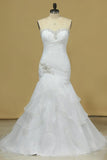 2024 Plus Size Sweetheart Wedding Dresses Ruched Bodice Organza With PCFDNGPM
