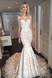 Beautiful Sweetheart Long Sheath Charming Lace Wedding Dresses PK2C8JA7