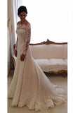 2024 Boat Neck Mermaid Tulle With Applique Wedding Dresses PA3DHKPR