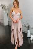 Simple Spaghetti Strap Sleeveless V Neck Chiffon With Sequins Prom Dresses