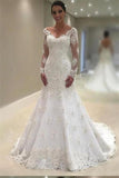 Charming Long Sleeves Memriad Ivory Lace Long Wedding Dresses PJL5Y4EN